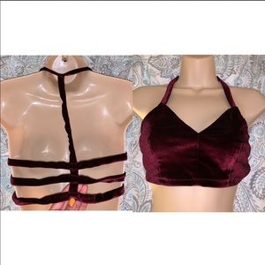 S- REHAB velour/ velvet crop top